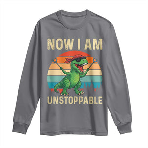 Now I Am Unstoppable Long Sleeve Shirt Funny Mama Saurus Dinosaur TS12 Charcoal Print Your Wear