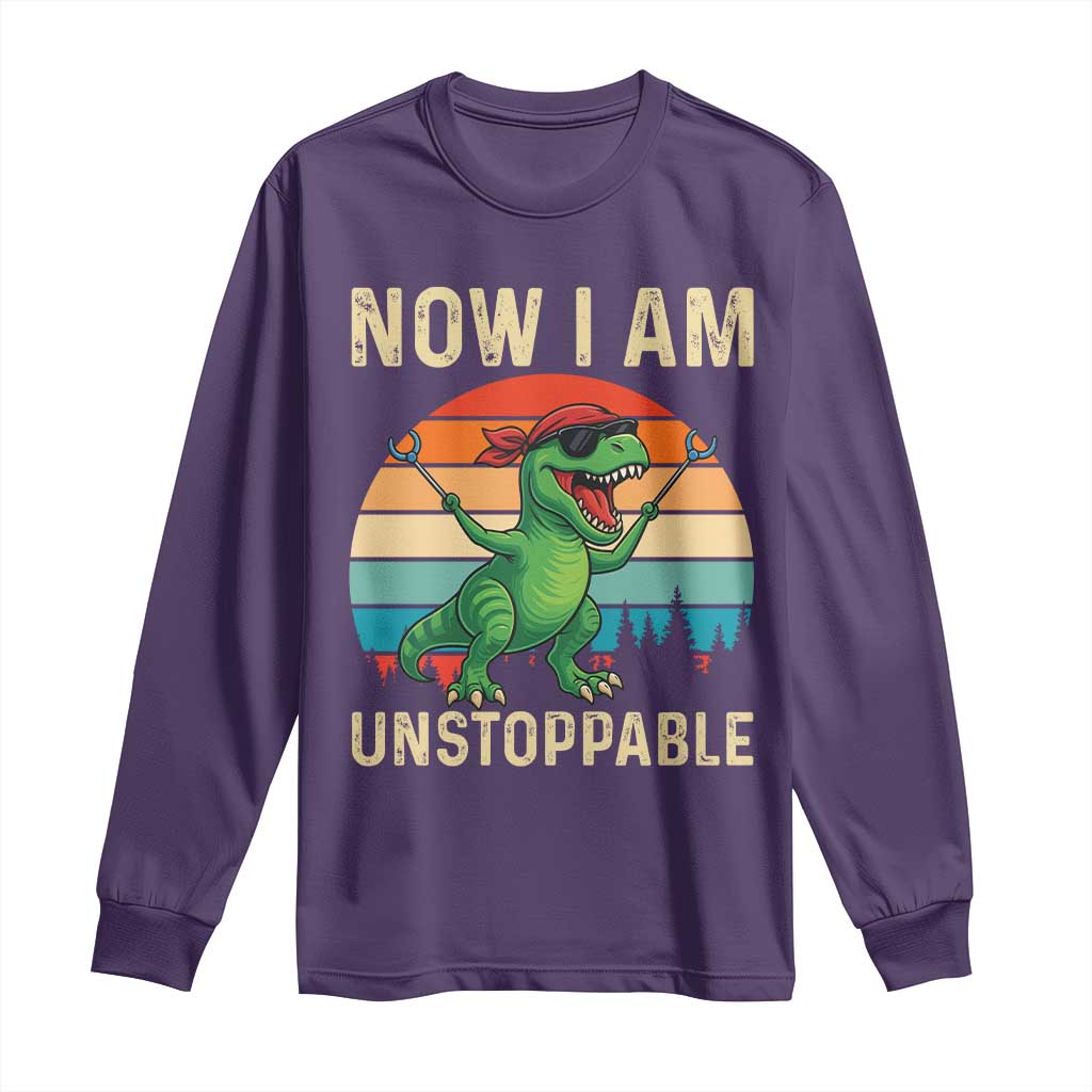 Now I Am Unstoppable Long Sleeve Shirt Funny Mama Saurus Dinosaur TS12 Purple Print Your Wear