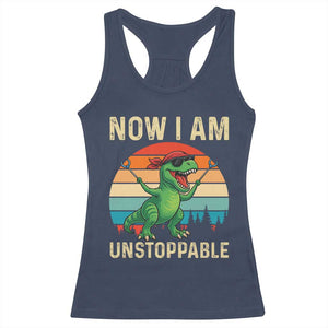 Now I Am Unstoppable Racerback Tank Top Funny Mama Saurus Dinosaur TS12 Navy Print Your Wear