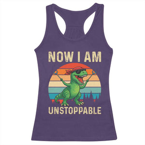 Now I Am Unstoppable Racerback Tank Top Funny Mama Saurus Dinosaur TS12 Purple Print Your Wear