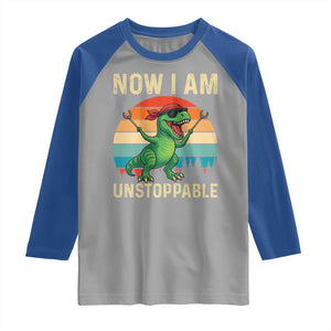 Now I Am Unstoppable Raglan Shirt Funny Mama Saurus Dinosaur TS12 Sport Gray Royal Print Your Wear