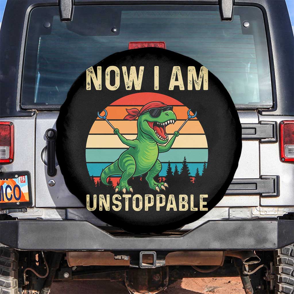 Now I Am Unstoppable Spare Tire Cover Funny Mama Saurus Dinosaur TS12 No hole Black Print Your Wear