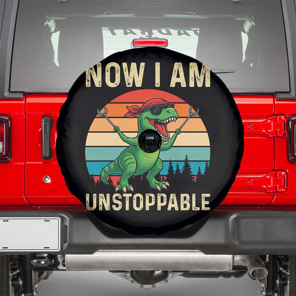Now I Am Unstoppable Spare Tire Cover Funny Mama Saurus Dinosaur TS12 Black Print Your Wear