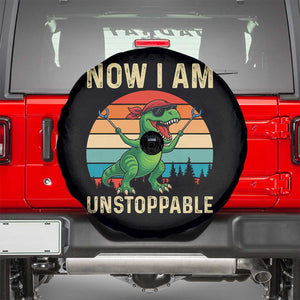 Now I Am Unstoppable Spare Tire Cover Funny Mama Saurus Dinosaur TS12 Black Print Your Wear