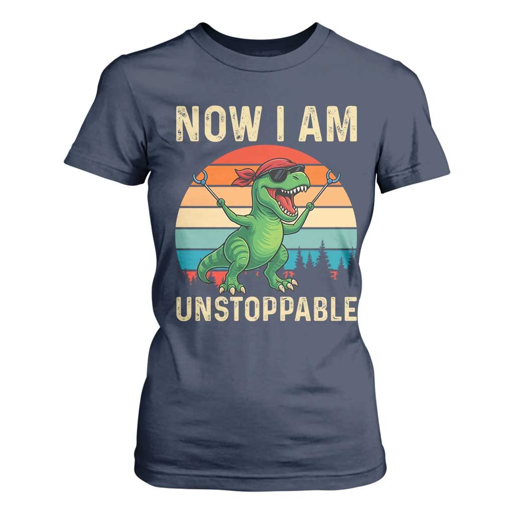 Now I Am Unstoppable T Shirt For Women Funny Mama Saurus Dinosaur TS12 Navy Print Your Wear
