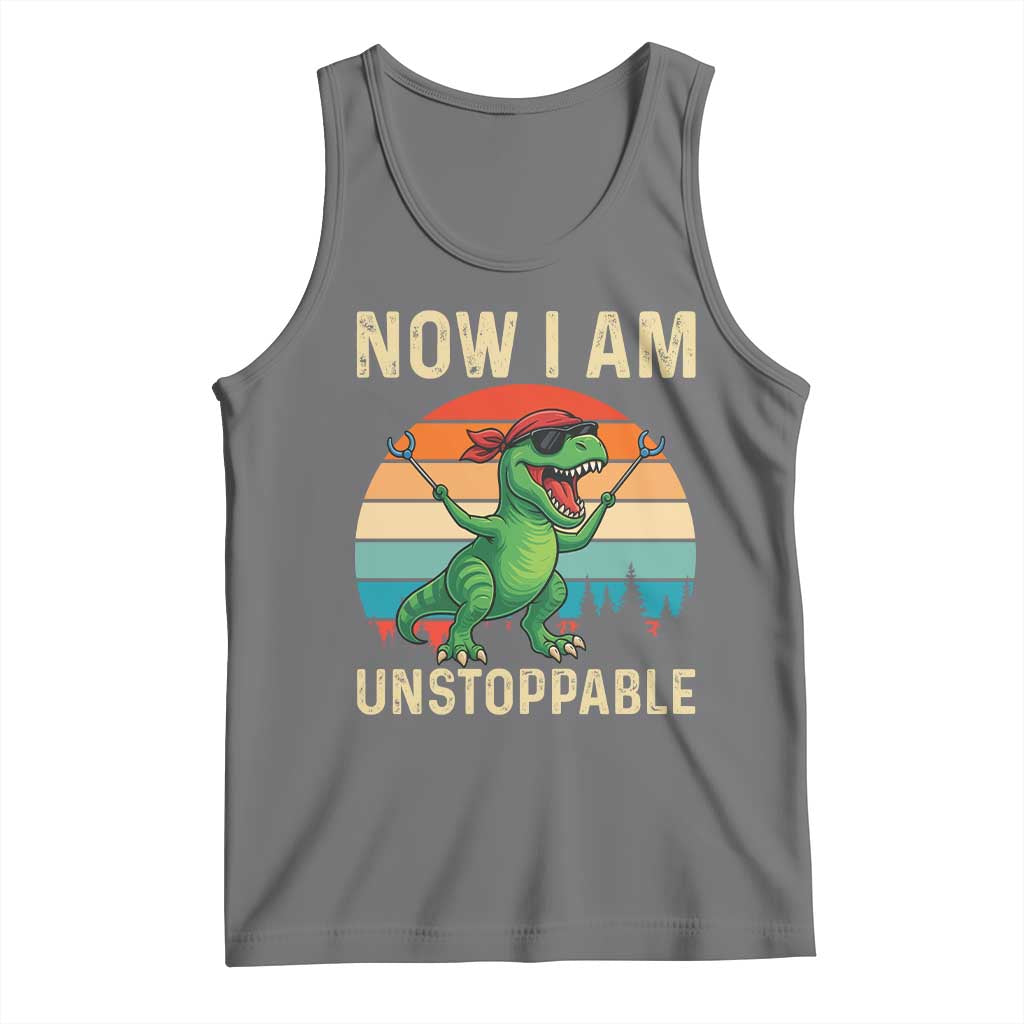 Now I Am Unstoppable Tank Top Funny Mama Saurus Dinosaur TS12 Black Heather Print Your Wear