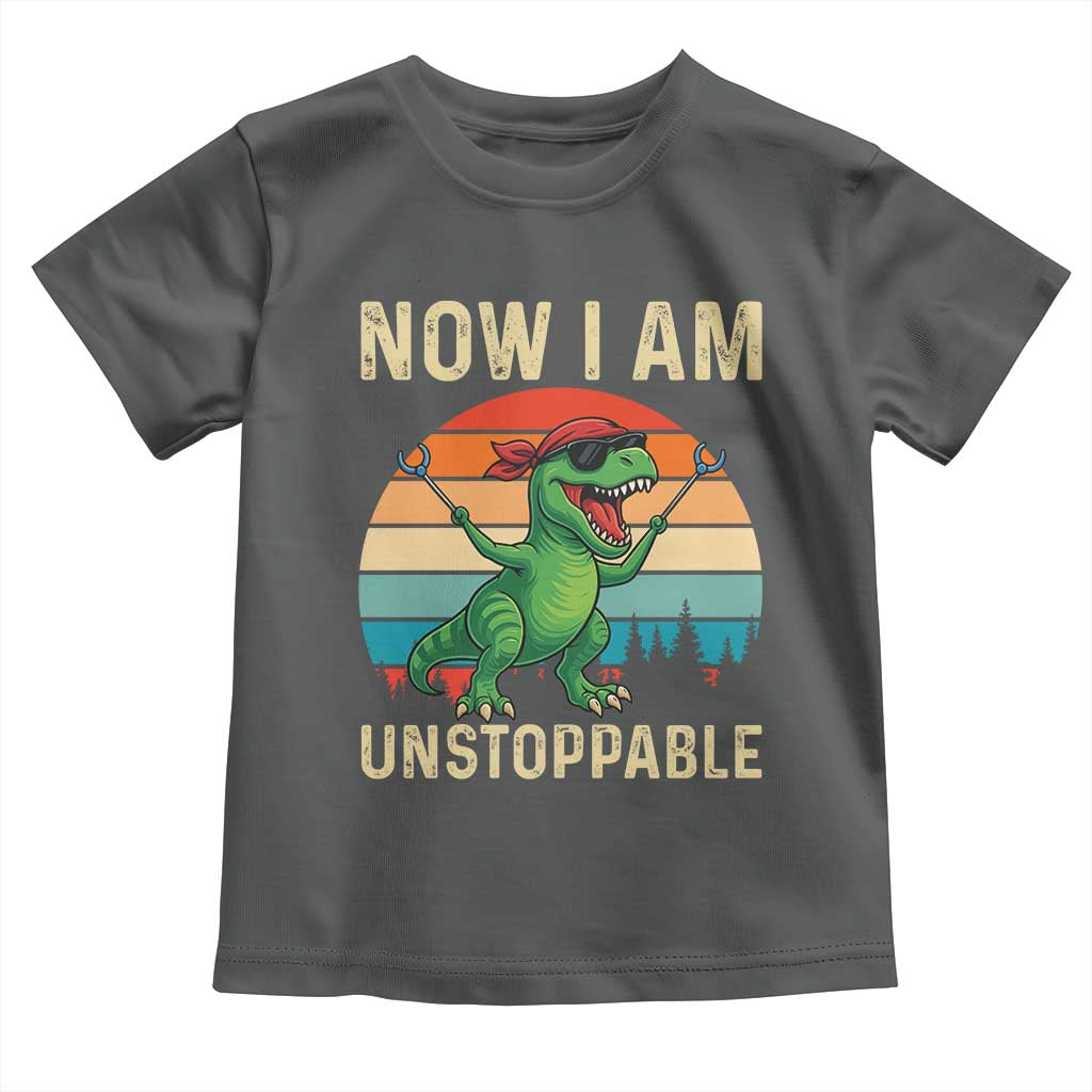 Now I Am Unstoppable Toddler T Shirt Funny Mama Saurus Dinosaur TS12 Dark Heather Print Your Wear