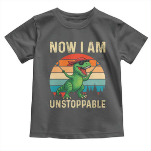 Now I Am Unstoppable Toddler T Shirt Funny Mama Saurus Dinosaur TS12 Dark Heather Print Your Wear