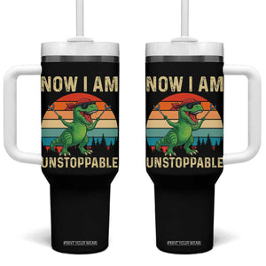 Now I Am Unstoppable Tumbler With Handle Funny Mama Saurus Dinosaur TS12 One Size: 40 oz Black Print Your Wear