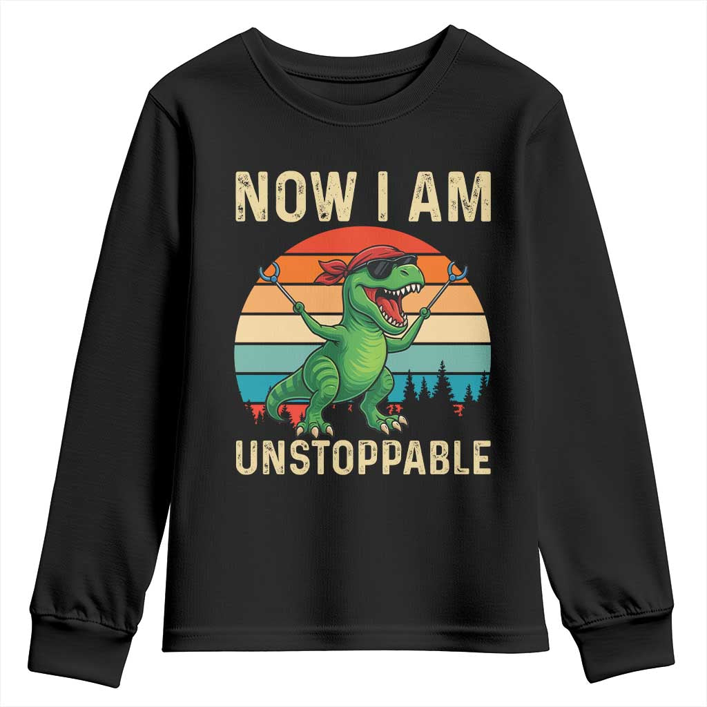 Now I Am Unstoppable Youth Sweatshirt Funny Mama Saurus Dinosaur TS12 Black Print Your Wear