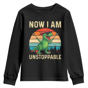 Now I Am Unstoppable Youth Sweatshirt Funny Mama Saurus Dinosaur TS12 Black Print Your Wear