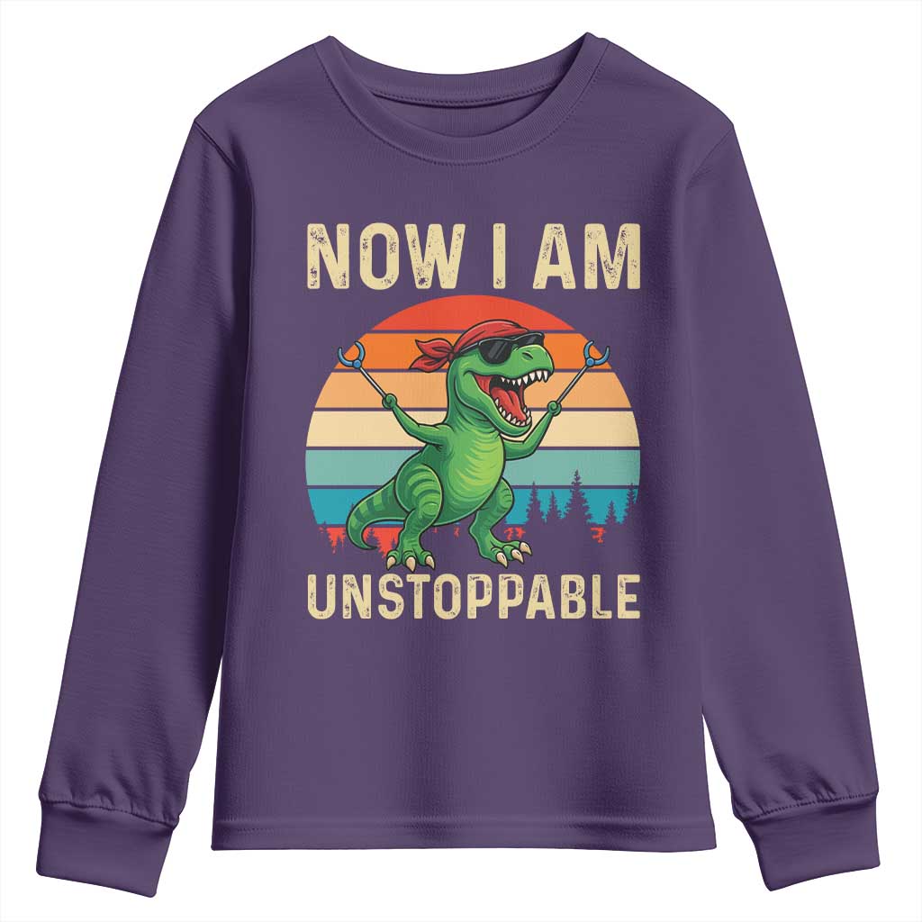 Now I Am Unstoppable Youth Sweatshirt Funny Mama Saurus Dinosaur TS12 Purple Print Your Wear