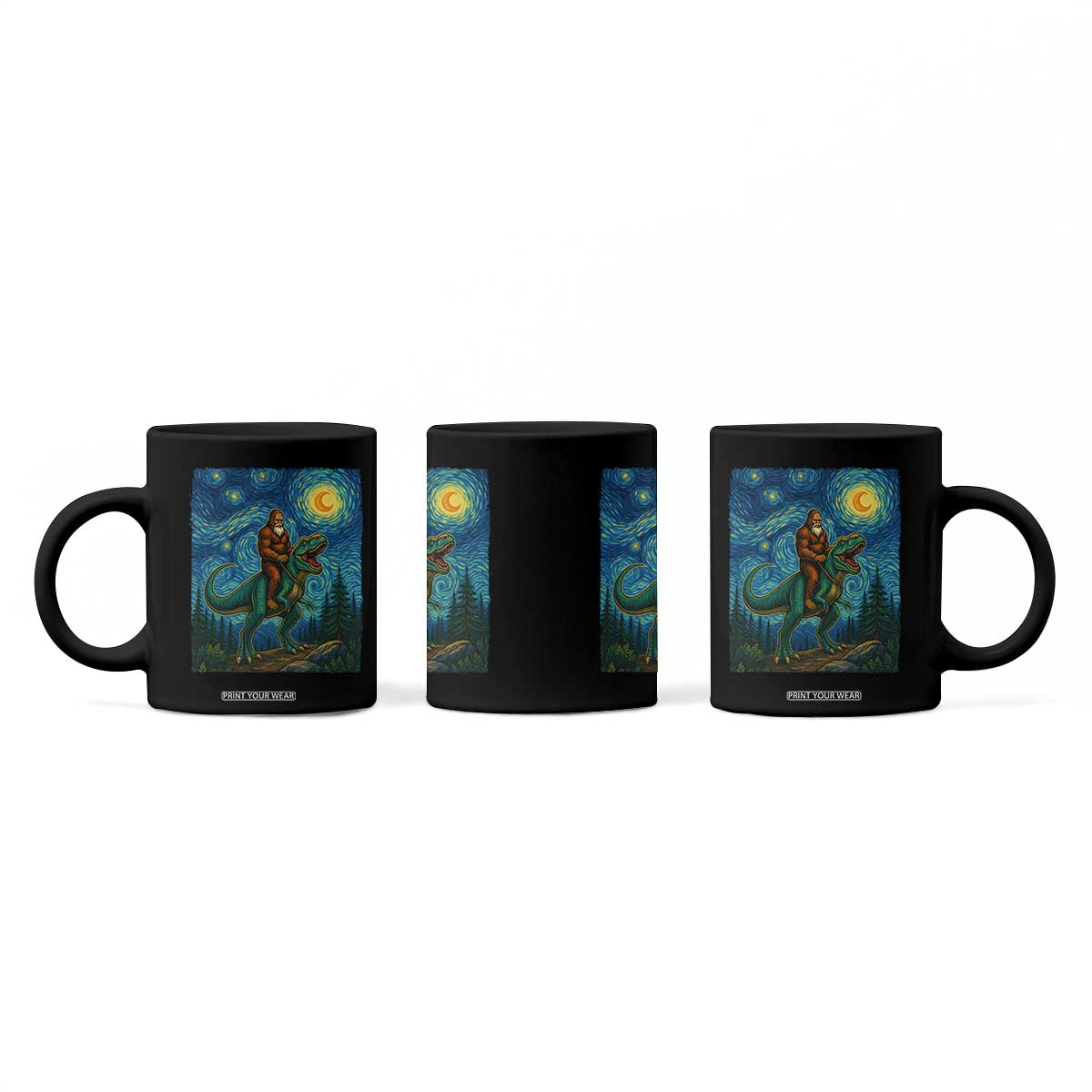 Bigfoot Dinosaur Coffee Mug Funny Prehistoric Starry Night Van Gogh TS12 Print Your Wear