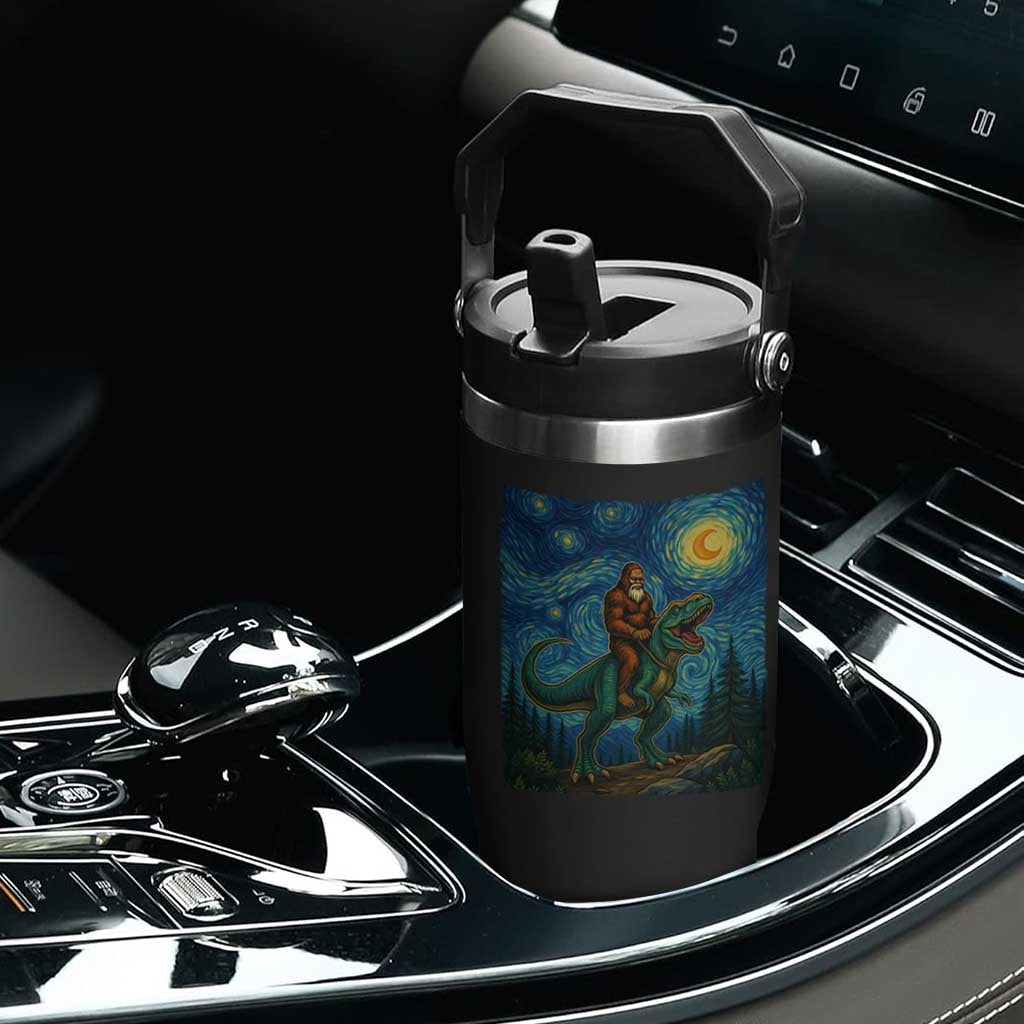 Bigfoot Dinosaur Flip Straw Tumbler Funny Prehistoric Starry Night Van Gogh TS12 Print Your Wear