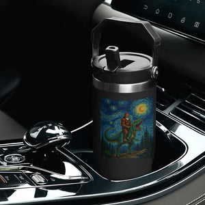 Bigfoot Dinosaur Flip Straw Tumbler Funny Prehistoric Starry Night Van Gogh TS12 Print Your Wear