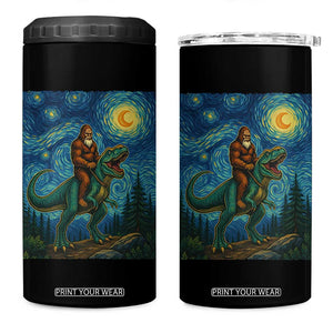 Bigfoot Dinosaur 4 in 1 Can Cooler Tumbler Funny Prehistoric Starry Night Van Gogh TS12 One Size: 16 oz Black Print Your Wear