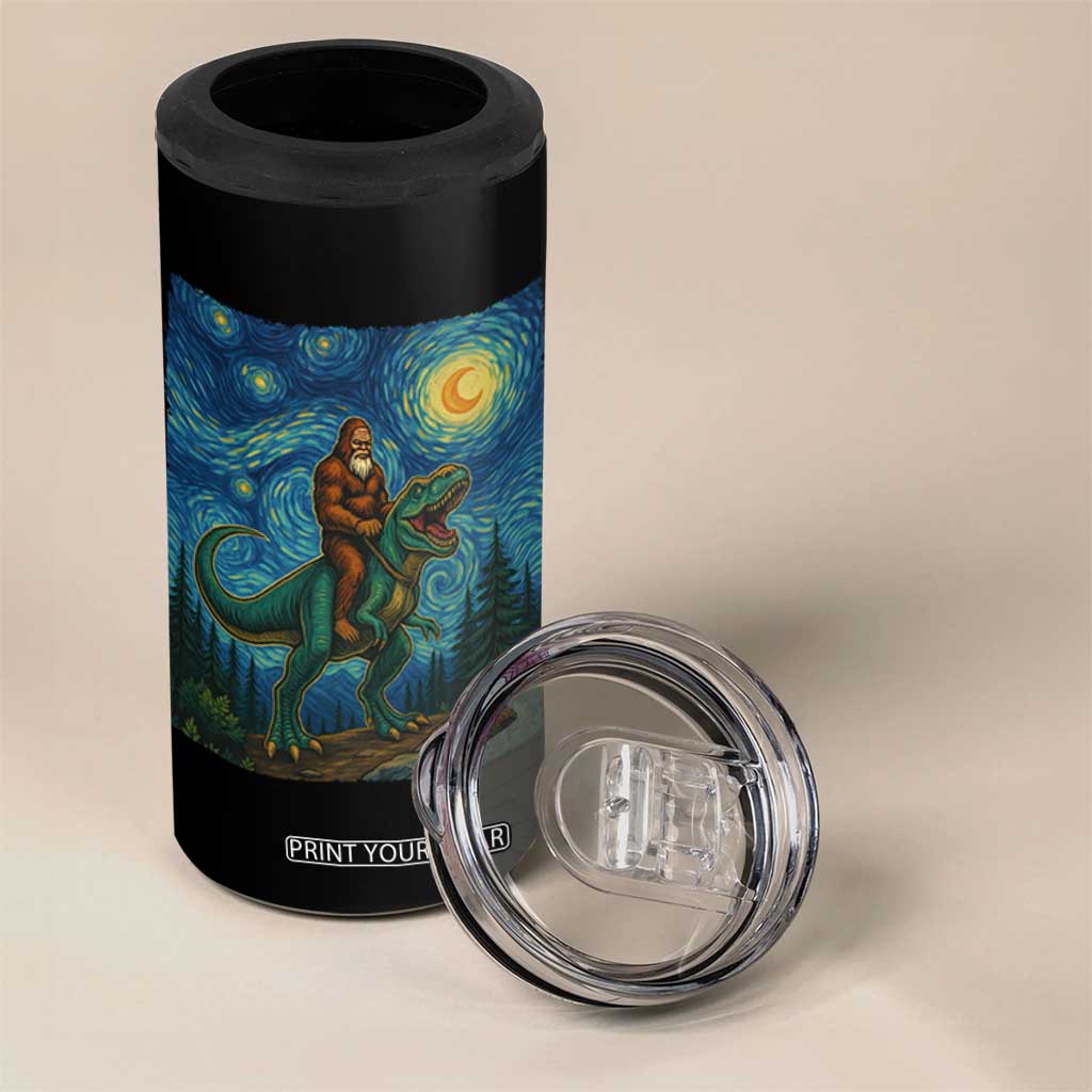 Bigfoot Dinosaur 4 in 1 Can Cooler Tumbler Funny Prehistoric Starry Night Van Gogh TS12 Print Your Wear