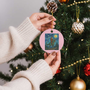 Bigfoot Dinosaur Ceramic Ornament Funny Prehistoric Starry Night Van Gogh TS12 1pc Light Pink Print Your Wear