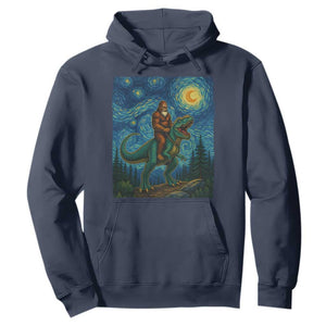 Bigfoot Dinosaur Hoodie Funny Prehistoric Starry Night Van Gogh TS12 Navy Print Your Wear