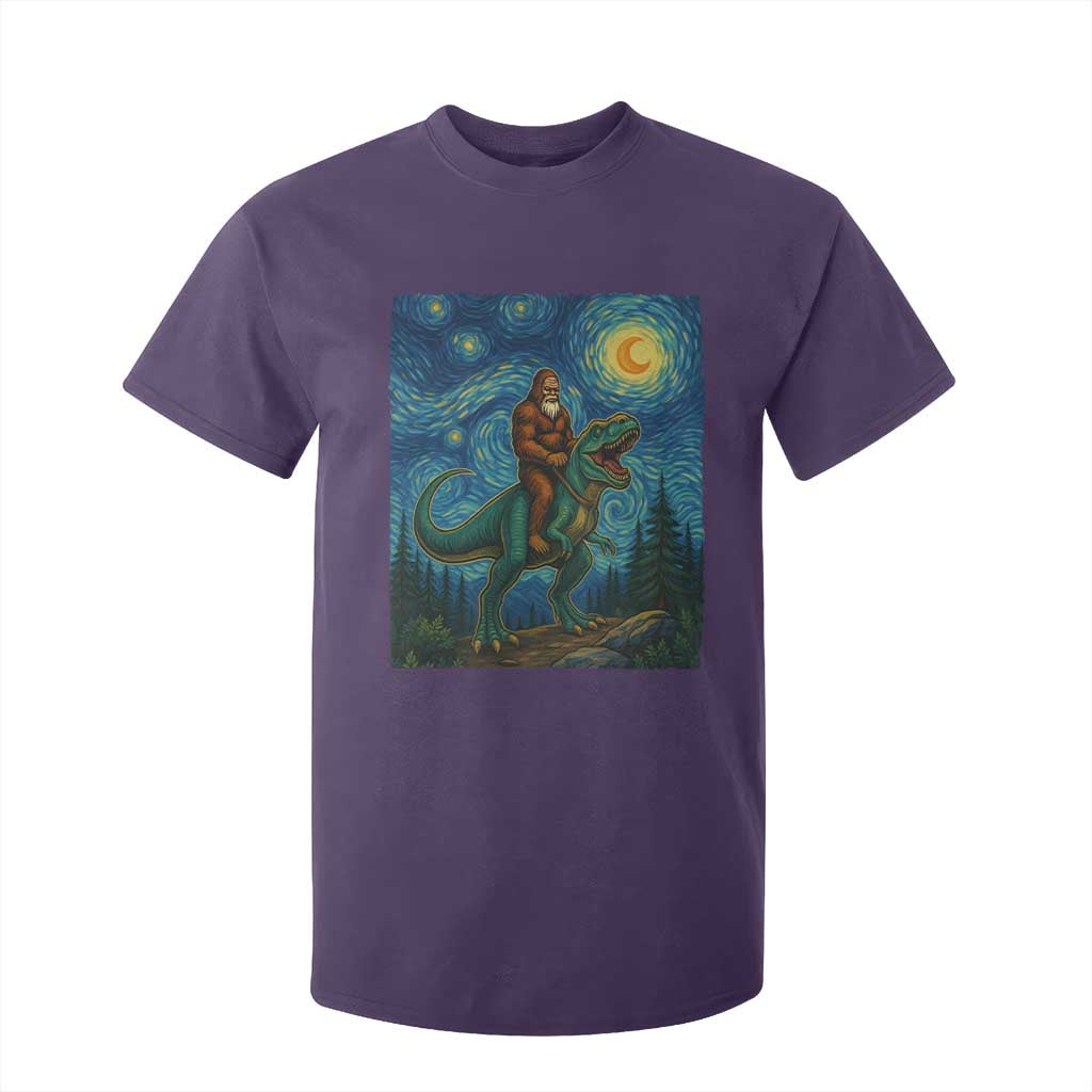 Bigfoot Dinosaur T Shirt For Kid Funny Prehistoric Starry Night Van Gogh TS12 Purple Print Your Wear