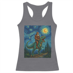 Bigfoot Dinosaur Racerback Tank Top Funny Prehistoric Starry Night Van Gogh TS12 Charcoal Print Your Wear