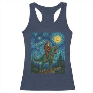 Bigfoot Dinosaur Racerback Tank Top Funny Prehistoric Starry Night Van Gogh TS12 Navy Print Your Wear