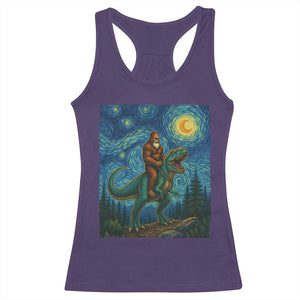Bigfoot Dinosaur Racerback Tank Top Funny Prehistoric Starry Night Van Gogh TS12 Purple Print Your Wear