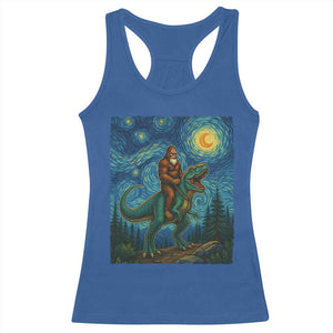 Bigfoot Dinosaur Racerback Tank Top Funny Prehistoric Starry Night Van Gogh TS12 Royal Blue Print Your Wear