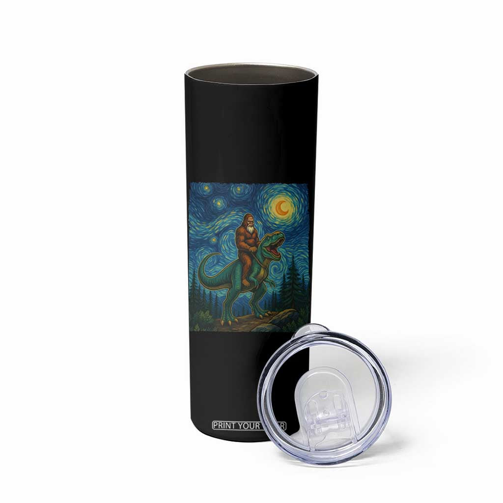 Bigfoot Dinosaur Skinny Tumbler Funny Prehistoric Starry Night Van Gogh TS12 Print Your Wear