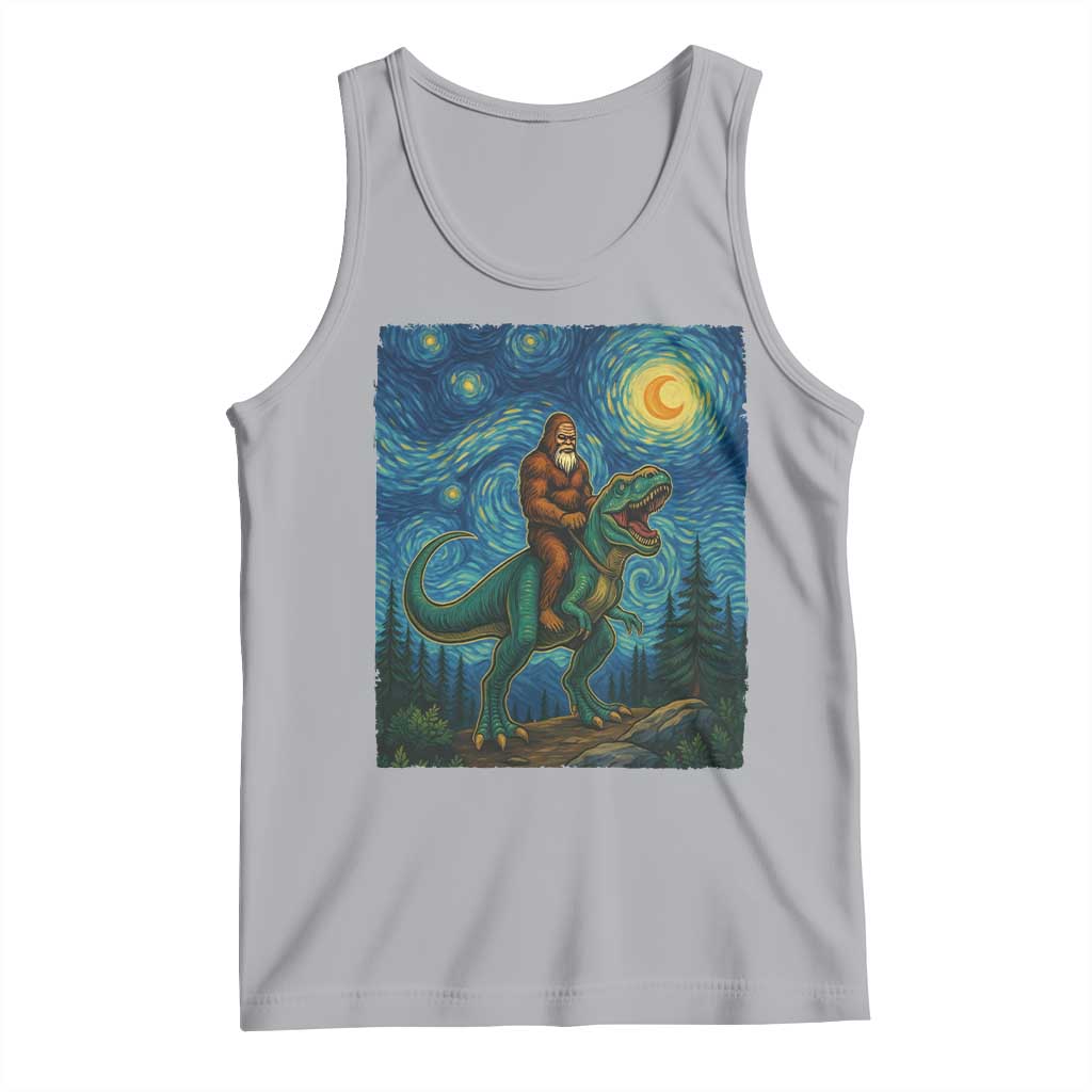 Bigfoot Dinosaur Tank Top Funny Prehistoric Starry Night Van Gogh TS12 Athletic Heather Print Your Wear