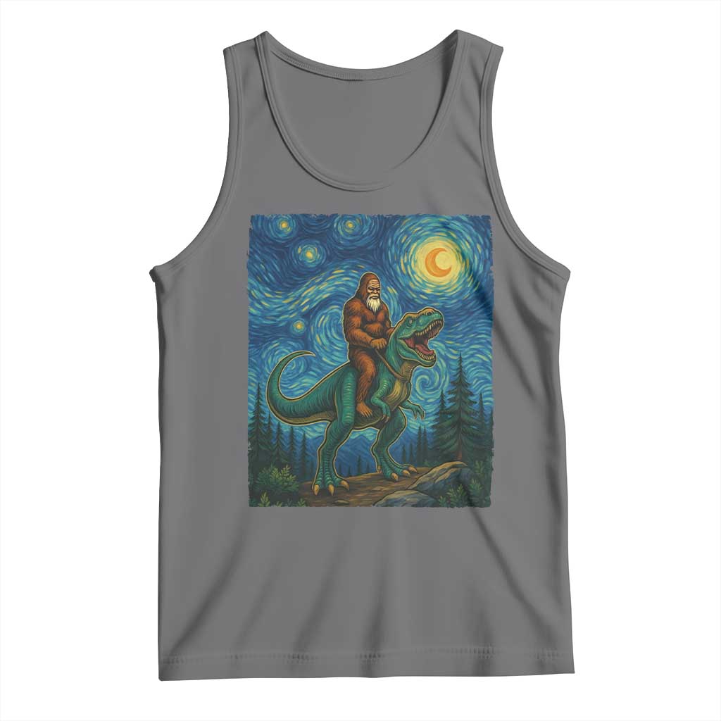 Bigfoot Dinosaur Tank Top Funny Prehistoric Starry Night Van Gogh TS12 Black Heather Print Your Wear