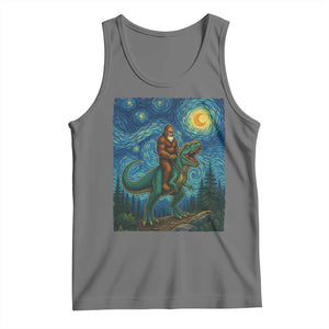 Bigfoot Dinosaur Tank Top Funny Prehistoric Starry Night Van Gogh TS12 Black Heather Print Your Wear