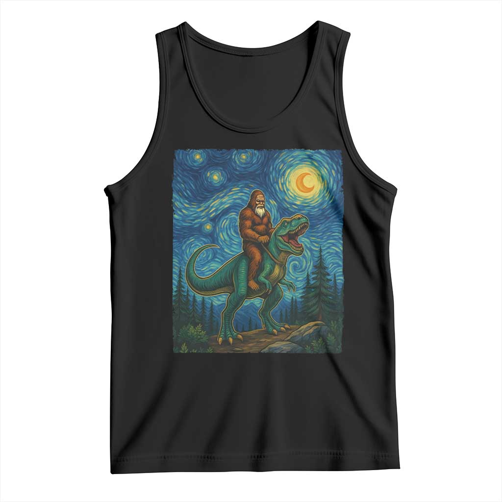 Bigfoot Dinosaur Tank Top Funny Prehistoric Starry Night Van Gogh TS12 Black Print Your Wear