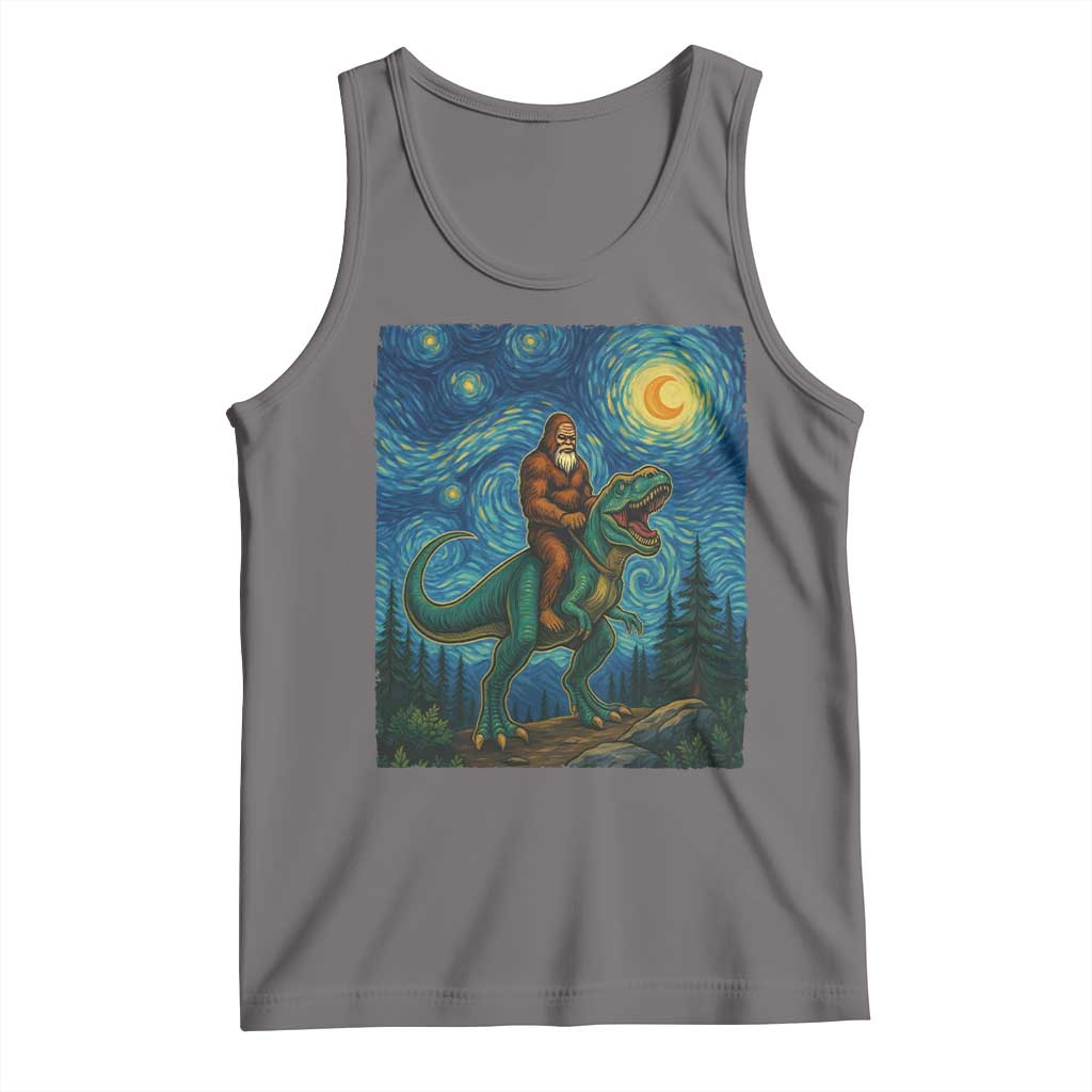 Bigfoot Dinosaur Tank Top Funny Prehistoric Starry Night Van Gogh TS12 Deep Heather Print Your Wear