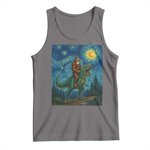 Bigfoot Dinosaur Tank Top Funny Prehistoric Starry Night Van Gogh TS12 Deep Heather Print Your Wear