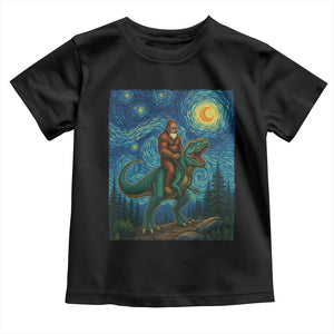 Bigfoot Dinosaur Toddler T Shirt Funny Prehistoric Starry Night Van Gogh TS12 Black Print Your Wear