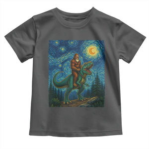 Bigfoot Dinosaur Toddler T Shirt Funny Prehistoric Starry Night Van Gogh TS12 Dark Heather Print Your Wear