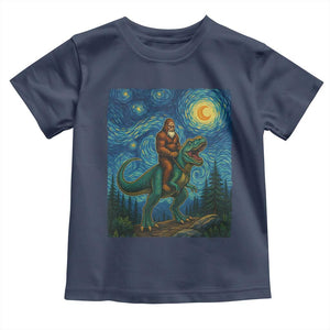 Bigfoot Dinosaur Toddler T Shirt Funny Prehistoric Starry Night Van Gogh TS12 Navy Print Your Wear