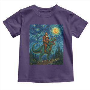 Bigfoot Dinosaur Toddler T Shirt Funny Prehistoric Starry Night Van Gogh TS12 Purple Print Your Wear