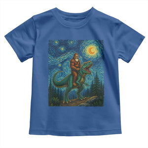 Bigfoot Dinosaur Toddler T Shirt Funny Prehistoric Starry Night Van Gogh TS12 Royal Blue Print Your Wear