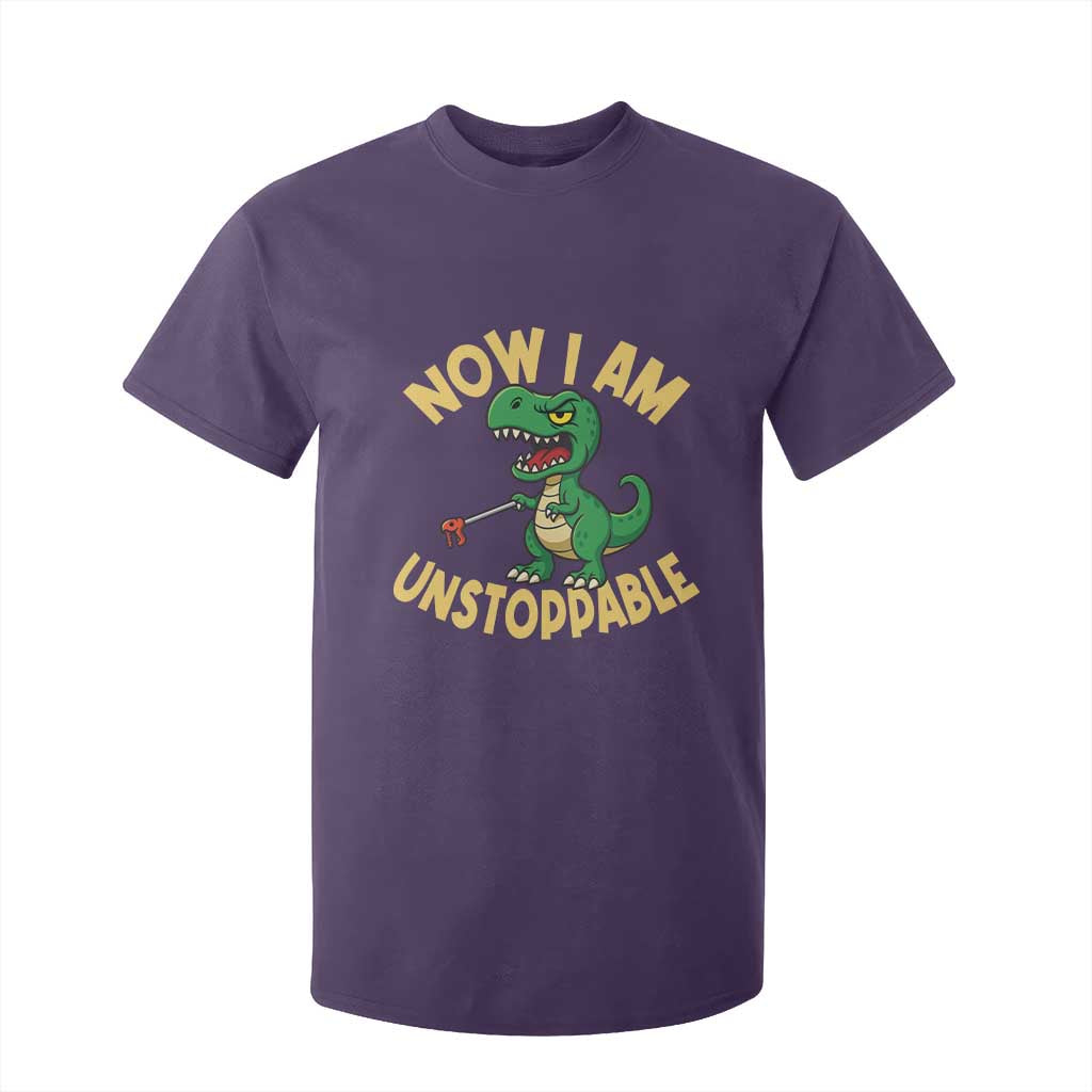 Now I Am Unstoppable T Shirt For Kid Funny Dinosaur Lovers TS12 Purple Print Your Wear