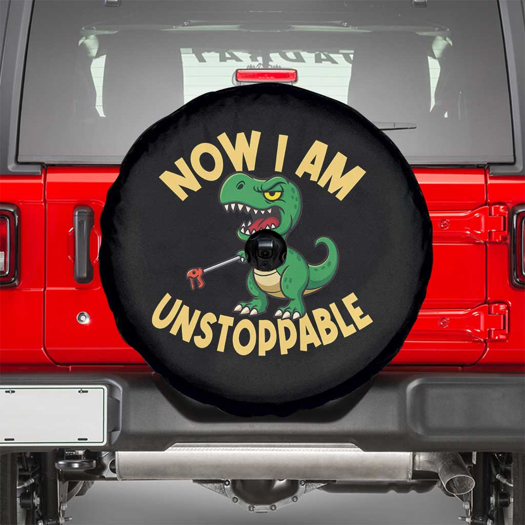 Now I Am Unstoppable Spare Tire Cover Funny Dinosaur Lovers TS12 Black Print Your Wear