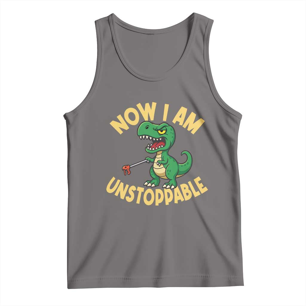 Now I Am Unstoppable Tank Top Funny Dinosaur Lovers TS12 Deep Heather Print Your Wear
