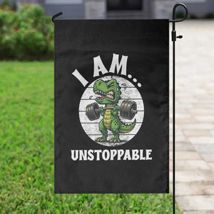 I Am Unstoppable Garden Flag Funny Weightlifting Dinosaur Gym TS12 Print Your Wear