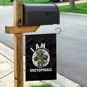I Am Unstoppable Garden Flag Funny Weightlifting Dinosaur Gym TS12 Print Your Wear