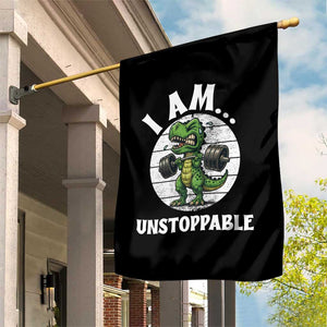 I Am Unstoppable Garden Flag Funny Weightlifting Dinosaur Gym TS12 Print Your Wear