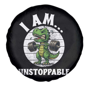 I Am Unstoppable Spare Tire Cover Funny Weightlifting Dinosaur Gym TS12 Print Your Wear