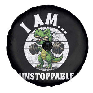 I Am Unstoppable Spare Tire Cover Funny Weightlifting Dinosaur Gym TS12 Print Your Wear