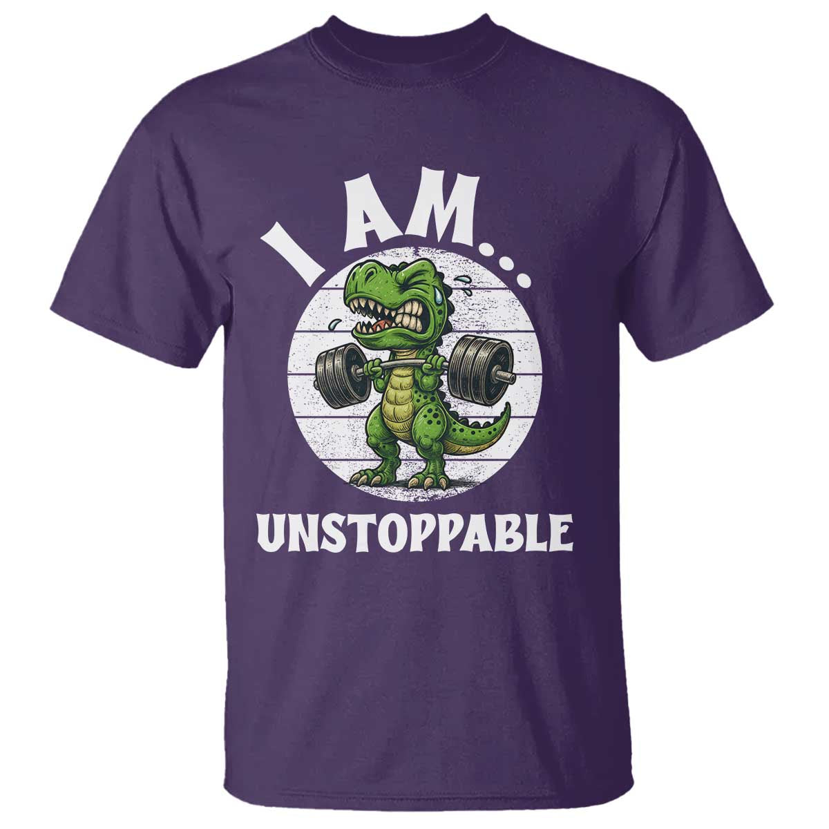 I Am Unstoppable T Shirt Funny Weightlifting Dinosaur Gym TS12 Purple Print Your Wear