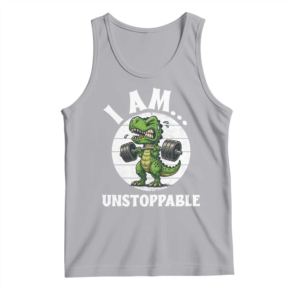 I Am Unstoppable Tank Top Funny Weightlifting Dinosaur Gym TS12 Athletic Heather Print Your Wear